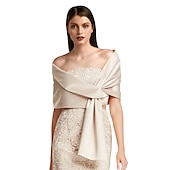 cheap Shawls-Shawls Women&#039;s Wrap Bolero Shrug Vintage Classy Elegant Sleeveless Satin Wedding Guest Wraps With Pure Color For Formal Spring &amp;  Fall dress to impress 2025