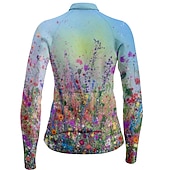 abordables Maillots de mujer-Mujer Maillot de Ciclismo Flores Botánica Manga Larga Bicicleta Camiseta con 3 bolsillos traseros MTB Bicicleta Montaña Ciclismo Carretera Secado rápido Bandas Reflectantes Bolsillo trasero Dispersor