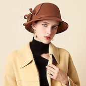 levne Party klobouky-Klobouky Směs polybavlny Zvonovitý klobouk 30. léta Slamák Ležérní Dovolená Kentucky Derby Melbourne Cup koktejl Elegantní Retro styl S Aplikace Rozdělení Přílba Pokrývky Hlavy