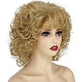 お買い得  セレブのウィッグ-女性用ウィッグ ブロンドカーリー バッドウィッグ 80年代 70年代映画ウィッグ パーティー デイリーハロウィンウィッグ