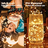 preiswerte Batterie-Lichterketten-elegante Lichterkette mit 5 m 200 LEDs und Feuerwerkskörpern für Hochzeitsfeiern, 2 m 100 LEDs in Kupfer, wasserdichte Lichterkette mit Sternenhimmel für Schlafzimmer, Kranzdeko