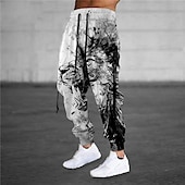 billiga Joggingbyxor-Herr Joggingbyxor Joggare Långbyxor Snörning Elastisk midja Band Lejon Grafiska tryck Komfort Andningsfunktion Utomhussport Ledigt Dagligen Bomullsblandning Terry Streetwear Designer Svart Purpur