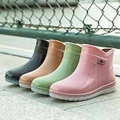 abordables Bottes de neige et d&#039;hiver-bottes de pluie courtes imperméables pour femmes avec doublure en fausse fourrure, semelle antidérapante et plusieurs options de couleurs - parfaites pour les activités de plein air en hiver