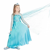 preiswerte Märchen-Motto-Kleider-kinder mädchen elsa gefroren kostüm kleid cartoon einfarbig a linie kleid party blau maxi langarm prinzessin schöne kleider herbst winter regular fit 3-10 jahre