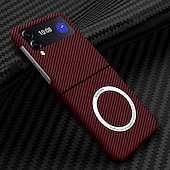 お買い得  サムスン用ケース-Samsung Galaxy Z Flip 6 Z Flip 5 Z Flip 4 Z Flip 3 用 Magsafe フリップ 磁気フルボディ保護ライン/ウェーブ PC