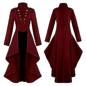 ieftine Îmbrăcăminte exterioară-Retro / vintage Punk și gotic Medieval Geacă Mascaradă Σμόκιν Vampiri Doctorul ciumei Stil Oficial Stil Vintage Mată Costume de fancy Pentru femei Steampunk Crăciun Halloween Carnaval Petrecere