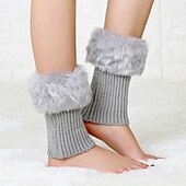 cheap Home Socks-Autumn and Winter Short Style Cuffed Plush Insulation Socks and Boots Cover for Women&#039;s Knitted Wool Leg Protectors