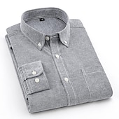 cheap Men&#039;s Oxford Shirts-Men&#039;s Dress Shirt Button Down Shirt Collared Shirt Oxford Shirt Graphic Prints Wedding Party Black White Red Navy Blue Long Sleeve Square Neck All Seasons Clothing Apparel Pocket