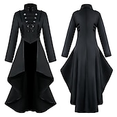 ieftine Îmbrăcăminte exterioară-Retro / vintage Punk și gotic Medieval Geacă Mascaradă Σμόκιν Vampiri Doctorul ciumei Stil Oficial Stil Vintage Mată Costume de fancy Pentru femei Steampunk Crăciun Halloween Carnaval Petrecere