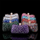 olcso Retikülök és estélyi táskák-női többszínű kristályos estélyi clutch – luxus strasszos kézitáska gyöngykapoccsal és láncpánttal gálákra, esküvőkre és hivatalos eseményekre
