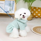 preiswerte Hundebekleidung &amp; Zubehör-Hunde Katzen Kleider Einfarbig nette Art Süß Alltagskleidung Casual Winter Hundekleidung Welpenkleidung Hunde-Outfits Weich Grün Purpur Rosa Kostüm für Mädchen und Jungen Hund Baumwolle S M L XL 2XL