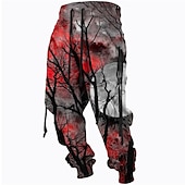 baratos Calças Desportivas-Homens Calças Esportivas Corredor Calças Com Cordão Bolsos laterais Cintura elástica Estampas Abstratas Conforto Respirável Esportes Casual Diário Misto de Algodão Felpudo Roupa de rua Designer