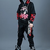 economico Completini per bambini-Unisex 3D Alfabetico Set felpa con cappuccio e pantaloni della tuta Completo Manica lunga Autunno Inverno Di tendenza Stile di strada Bambino 3-13 anni Da mare Strada Standard