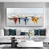 cheap Landscape Paintings-Handmade Oil Painting Canvas Wall Art Decorative Abstract Knife Painting Landscape White For Home Decor Rolled Frameless Unstretched Painting