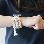 baratos Pulseiras de Apple Watch-Pulseira de joias Compatível com Pulseira Apple Watch 38mm 40mm 41mm 42mm 44mm 45mm 49mm Feminino Elástico Com Miçangas Contas pulseira de substituição para iwatch Ultra 2 Series 9 8 7 SE 6 5 4 3 2 1