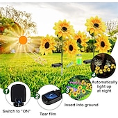 cheap Landscape Lights-Solar Sunflower Lights, IP65 Waterproof LED with 3 Sunflowers Solar Outdoor Garden Lights for Outdoor Patio &amp; Lawn Decoration 1/2pcs