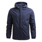 preiswerte Sportjacke-Herren Soft Shell Jacke übergangsjacke Ausgehen Windjacke Tasche Ganzjahres Einfarbig Freizeit Mit Kapuze Schwarz Dunkelblau Grau Jacken
