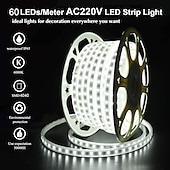 cheap Waterproof Strip Lights-LED Strip Light Plug in Outdoor Waterproof IP67 AC220V 4040 LED Strip Light Diode Tape Holiday Decorative Light LED String with 60led / m with EU Plug