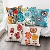 economico stile floreale e vegetale-fodera per cuscino 1pc morbido decorativo quadrato fodera per cuscino federa federa per divano camera da letto di qualità superiore lavabile in lavatrice confezione da 1 cuscino in finto lino esterno