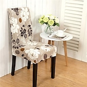 abordables Couverture de chaise de salle à manger-Housse de chaise de salle à manger géométrique 1 pièce, housse de siège extensible, housse de protection de chaise pour salle à manger, mariage, décoration de Noël