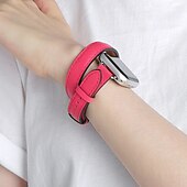 رخيصةأون عصابات Apple Watch-جولة مزدوجة متوافق مع Apple Watchband 38 مم 40 مم 41 مم 42 مم 44 مم 45 مم 49 مم مشبك معدني قابل للتعديل جلد اصطناعي استبدال حزام الساعة إلى iwatch Ultra 2 Series 9 8 7 SE 6 5 4 3 2 1