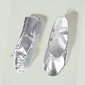 cheap Ballet Shoes-Girls&#039; Gold Ballet Flats with Elastic Straps – Soft Leather Dance Shoes for Ballet Classes and Performances