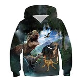 billiga Pojkens 3D-djur-Pojkar 3D Djur Dinosaurie Huvtröja Långärmad 3D-tryck Höst Vinter Aktiv Sport Mode Polyester Barn 3-13 år Utomhus Dagligen Inomhus Normal