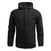 preiswerte Sportjacke-Herren Soft Shell Jacke übergangsjacke Ausgehen Windjacke Tasche Ganzjahres Einfarbig Freizeit Mit Kapuze Schwarz Dunkelblau Grau Jacken