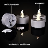 cheap Candle Lights-LED Candles Tea Lights Flameless Candles Christmas Decoration LED Candles Pack Lasts 2X Longer Realistic Tea Lights Tealights Battery Operated Candles Unscented Batteries Included 12/24/50