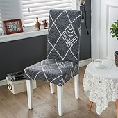 abordables Couverture de chaise de salle à manger-Housse de chaise de salle à manger géométrique 1 pièce, housse de siège extensible, housse de protection de chaise pour salle à manger, mariage, décoration de Noël