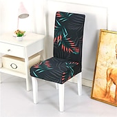 abordables Couverture de chaise de salle à manger-Housse de chaise de salle à manger géométrique 1 pièce, housse de siège extensible, housse de protection de chaise pour salle à manger, mariage, décoration de Noël
