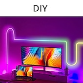 abordables Contrôle WiFi et musique-3 m/5 m rgbic bandes lumineuses néon avec wifi néon corde lumière bricolage barre lumineuse app contrôle musique synchronisation tv rétro-éclairage jeu salon chambre décoration