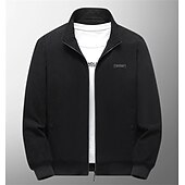 お買い得  メンズジャケット＆コート-男性用 冬物ジャケット コーデュロイジャケット 冬物コート シェルパジャケット 日常着 カジュアル／普段着 保温 防風 刺繍 秋 冬 純色 シック・モダン カジュアル 普段着 折襟 レギュラー ブラック カーキ色 アーミーグリーン グレー ジャケット