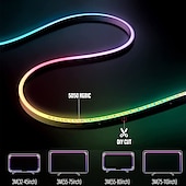 abordables Contrôle WiFi et musique-3 m/5 m rgbic bandes lumineuses néon avec wifi néon corde lumière bricolage barre lumineuse app contrôle musique synchronisation tv rétro-éclairage jeu salon chambre décoration
