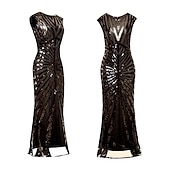 economico Vestiti-Anni Ruggenti Anni 1920 Abito da cocktail Abito Flapper Vestito Costume da festa Il grande Gatsby Paillettes Scollo a V Per donna Natale Halloween Capodanno Matrimonio Feste Ospite di nozze Adulti