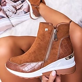 ieftine Botine-Pentru femei Unisex Cizme Pantofi de piele intoarsa Mărime Plus Size Muncă Zilnic Ghete Botine Vârf rotund Sportiv Epocă Piele de Căprioară Fermoar Negru Albastru piscină Maro