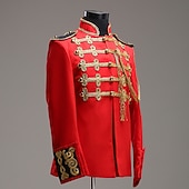 cheap Tops-Coat Vintage Medieval Napoleon Jacket Coat Masquerade Outerwear Prince Aristocrat Vintage Embroidered Fancy Dress Men's Party Halloween Queen's Platinum Jubilee 2022 Adults' Coat