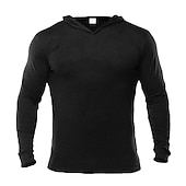 cheap Men&#039;s Tracksuit &amp; Hoodie-Men&#039;s Workout Shirt Running Shirt Long Sleeve Top Spring Hooded Spandex Breathable Quick Dry Soft Gym Workout Running Sportswear Activewear Solid Colored Black White Dark Navy