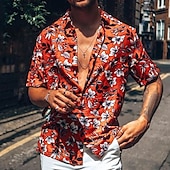 abordables Imprimé Floral-Homme Floral Aloha Fleurs tropicales Chemise Chemise hawaïenne Manche Courte Chemise Col rabattu Sportif Mode Design Vacances Casual du quotidien Rouge Bleu Vert Autres imprimés S M L