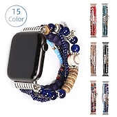 baratos Pulseiras de Apple Watch-Pulseira de joias Compatível com Pulseira Apple Watch 38mm 40mm 41mm 42mm 44mm 45mm 49mm Feminino Elástico Com Miçangas Contas pulseira de substituição para iwatch Ultra 2 Series 9 8 7 SE 6 5 4 3 2 1