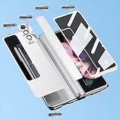זול מארז סמסונג-כיסוי טלפון לסמסונג גלקסי Z Fold 5 Z Fold 4 Z Fold 3 כיסוי גוף מלא עם מגן מסך מעמד עם S Pen שקוף PC מתכת