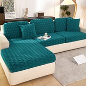 cheap Sofa Seat &amp; Armrest Cover-Stretch Sofa Seat Cushion Cover Slipcover Elastic Couch Armchair Loveseat 4 Or 3 Seater Grey Plain Solid Soft Durable Washable