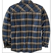 economico camicie di flanella-Per uomo Plaid Camicia di flanella Sopracamicia Manica Lunga Camicia Collo ripiegato Streetwear Quotidiano Stampa Giallo Chiaro Vinaccia Rosso+Grigio+Nero Nero + grigio scuro + blu navy Blu Bottonato
