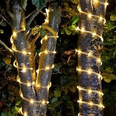 levne LED pásky-solární provazová světla venkovní 2 balení led pohádková řetězová světla 20/12/7m 200/100/50 led zahradní dekorace el 5mm solární panel 2ks teplé bílé studené bílé rgb sváteční světla venkovní párty dovolená solární napájení