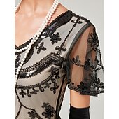 economico Abiti degli anni '20-Anni Ruggenti Anni 1920 Lunghezza alla caviglia Vestito Abito da sera Abito da Ballo Normale Maniche corte Il grande Gatsby Charleston Invitato al matrimonio Paillettes Scollo a V Costume Per donna