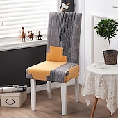 abordables Couverture de chaise de salle à manger-Housse de chaise de salle à manger géométrique 1 pièce, housse de siège extensible, housse de protection de chaise pour salle à manger, mariage, décoration de Noël
