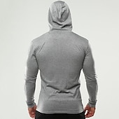 cheap Men&#039;s Tracksuit &amp; Hoodie-Men&#039;s Workout Shirt Running Shirt Long Sleeve Top Spring Hooded Spandex Breathable Quick Dry Soft Gym Workout Running Sportswear Activewear Solid Colored Black White Dark Navy