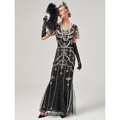olcso Ruhák-Ordító 20-as évek 1920-as évek Koktélruha Flapper ruha Ruhák Álarcosbál Szabályos A nagy Gatsby Charleston Esküvői Vendég Flitter Női Mindszentek napja Farsang Álarcos mulatság Farsang Esküvő Esküvői