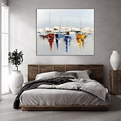 cheap Landscape Paintings-Handmade Oil Painting Canvas Wall Art Decorative Abstract Knife Painting Landscape White For Home Decor Rolled Frameless Unstretched Painting