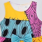 رخيصةأون أزياء تنكرية للبنات-أطفال للفتيات فستان كارتون جماجم بدون كم عطلة الهالووين كوستيوم قطن غير متماثل فستان شكل حرف A الصيف الربيع 2-8 سنوات أسود وردي بلاشيهغ